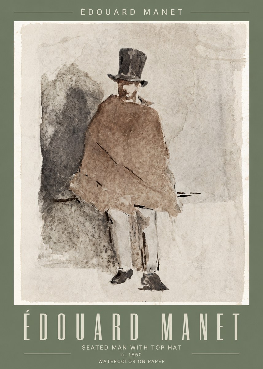 Édouard Manet Seated Man with Top Hat No4 - Poster