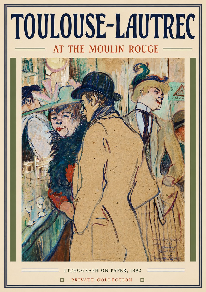 Toulouse-Lautrec At the Moulin Rouge II No6 - Poster