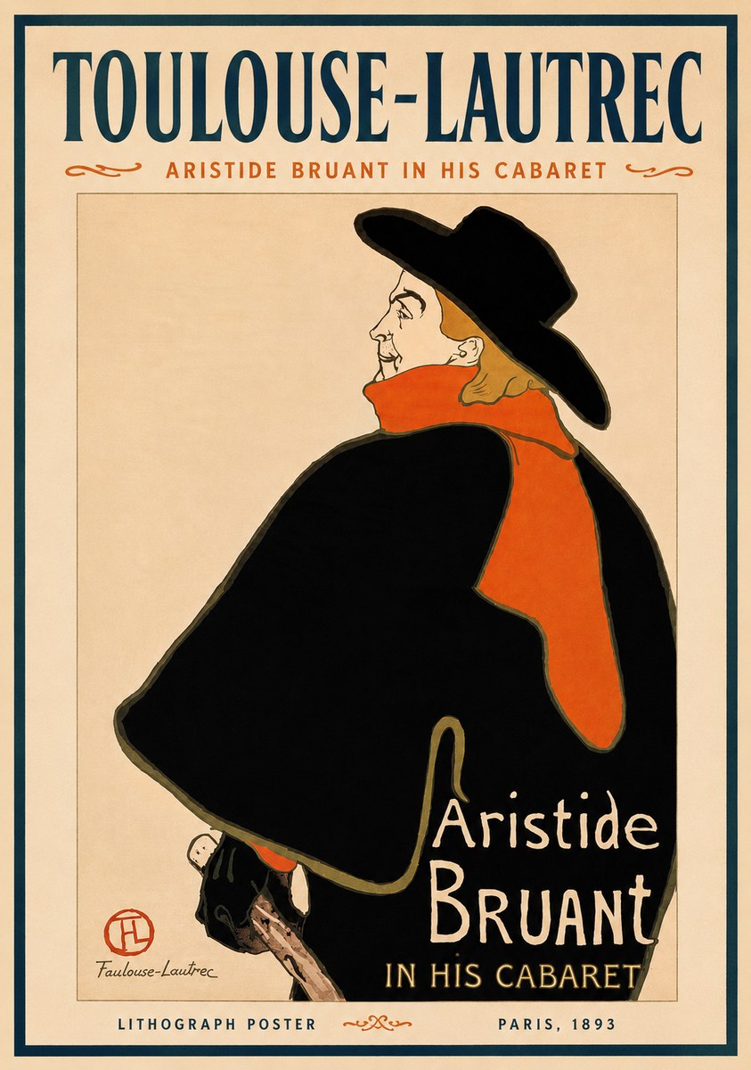 Toulouse-Lautrec Aristide Bruant in His Cabaret II No3 - Poster