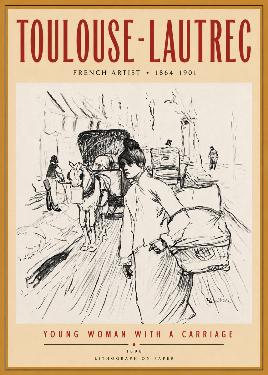 Toulouse-Lautrec Young Woman with a Carriage No3 - Poster