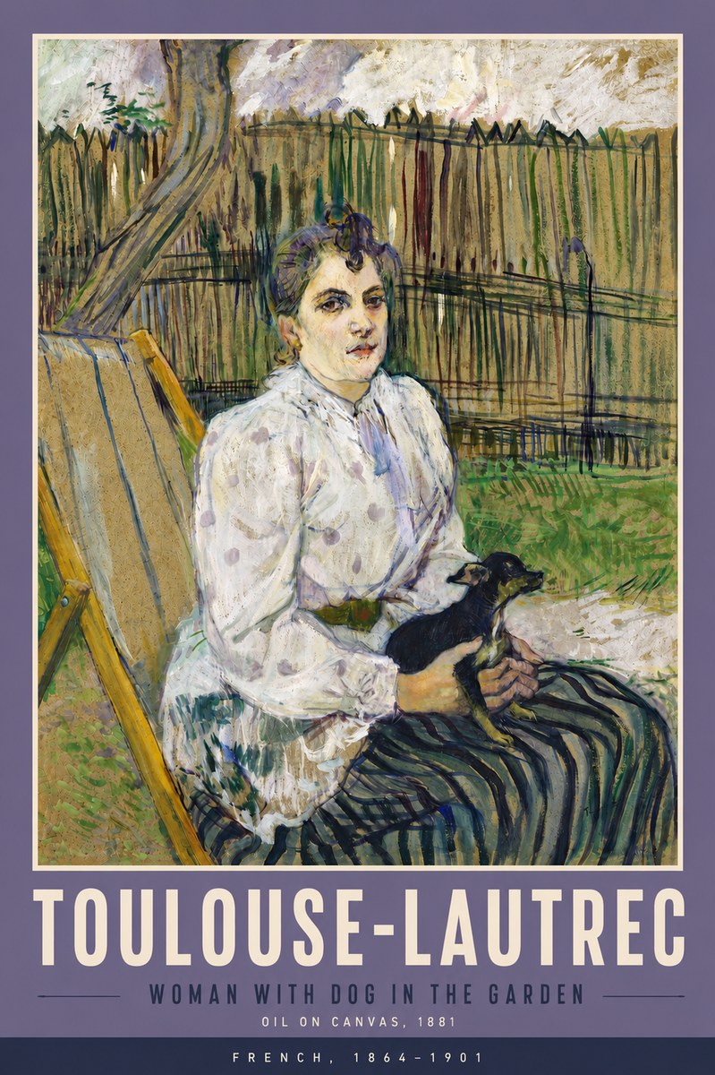 Toulouse-Lautrec Woman with Dog in the Garden No5 - Poster