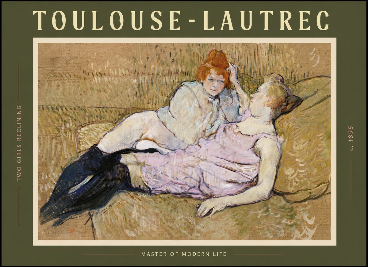 Toulouse-Lautrec Two Girls Reclining No6 - Poster