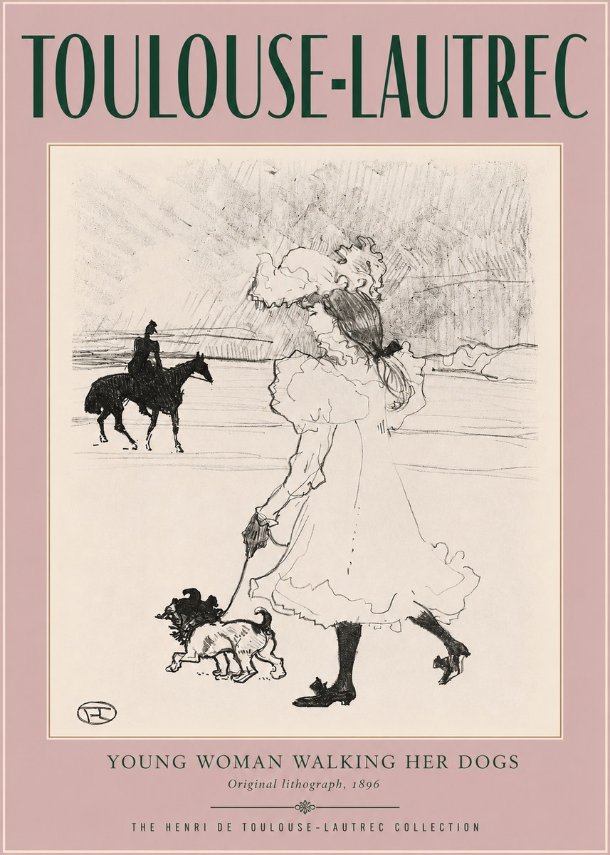 Toulouse-Lautrec Young Woman Walking Her Dogs No2 - Poster