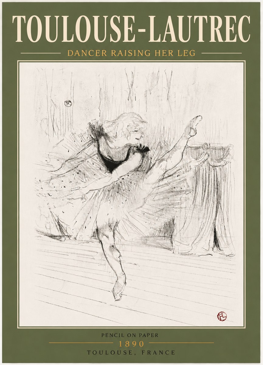 Toulouse-Lautrec Dancer Raising Her Leg No5 - Poster