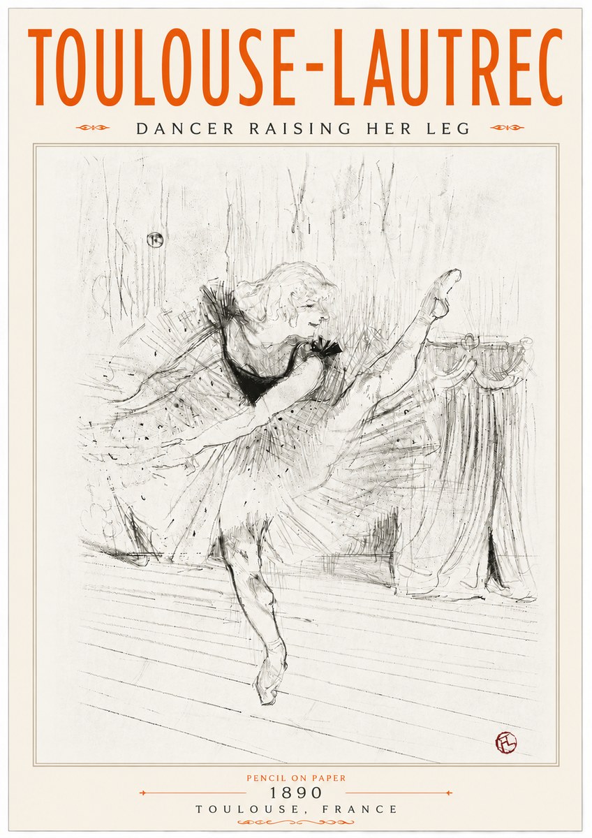 Toulouse-Lautrec Dancer Raising Her Leg No6 - Poster