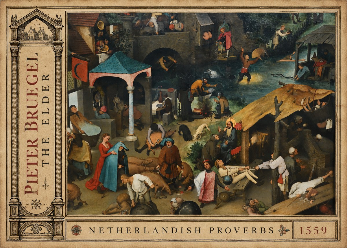 Pieter Bruegel Netherlandish Proverbs V No2 - Poster