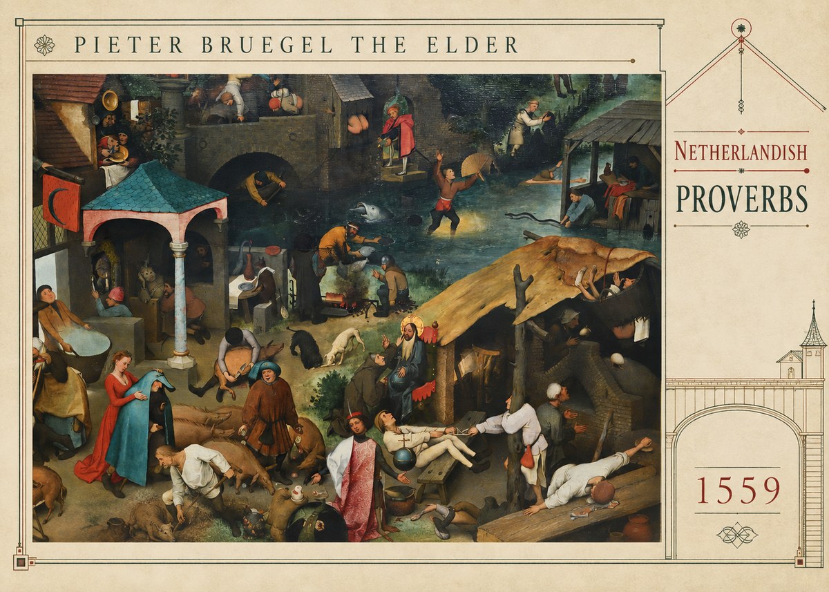 Pieter Bruegel Netherlandish Proverbs V No3 - Poster