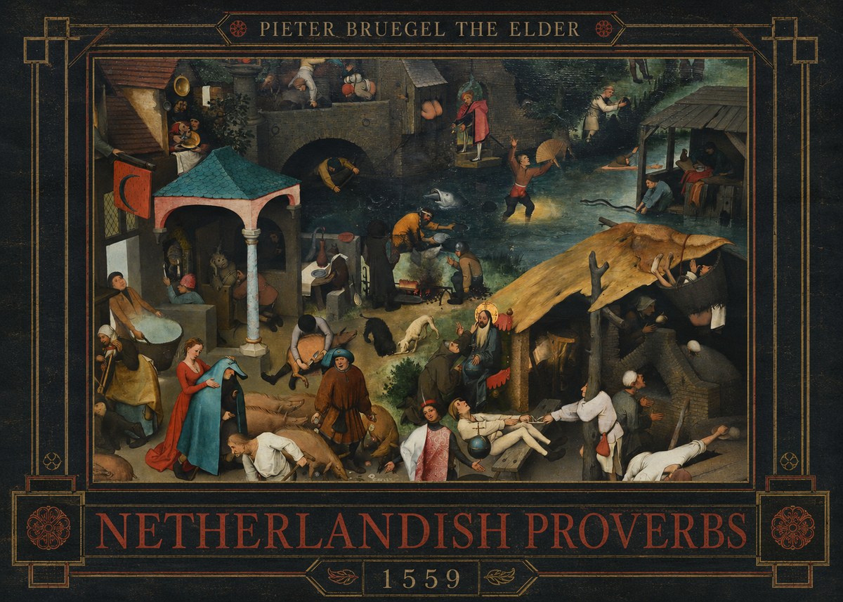 Pieter Bruegel Netherlandish Proverbs V No4 - Poster