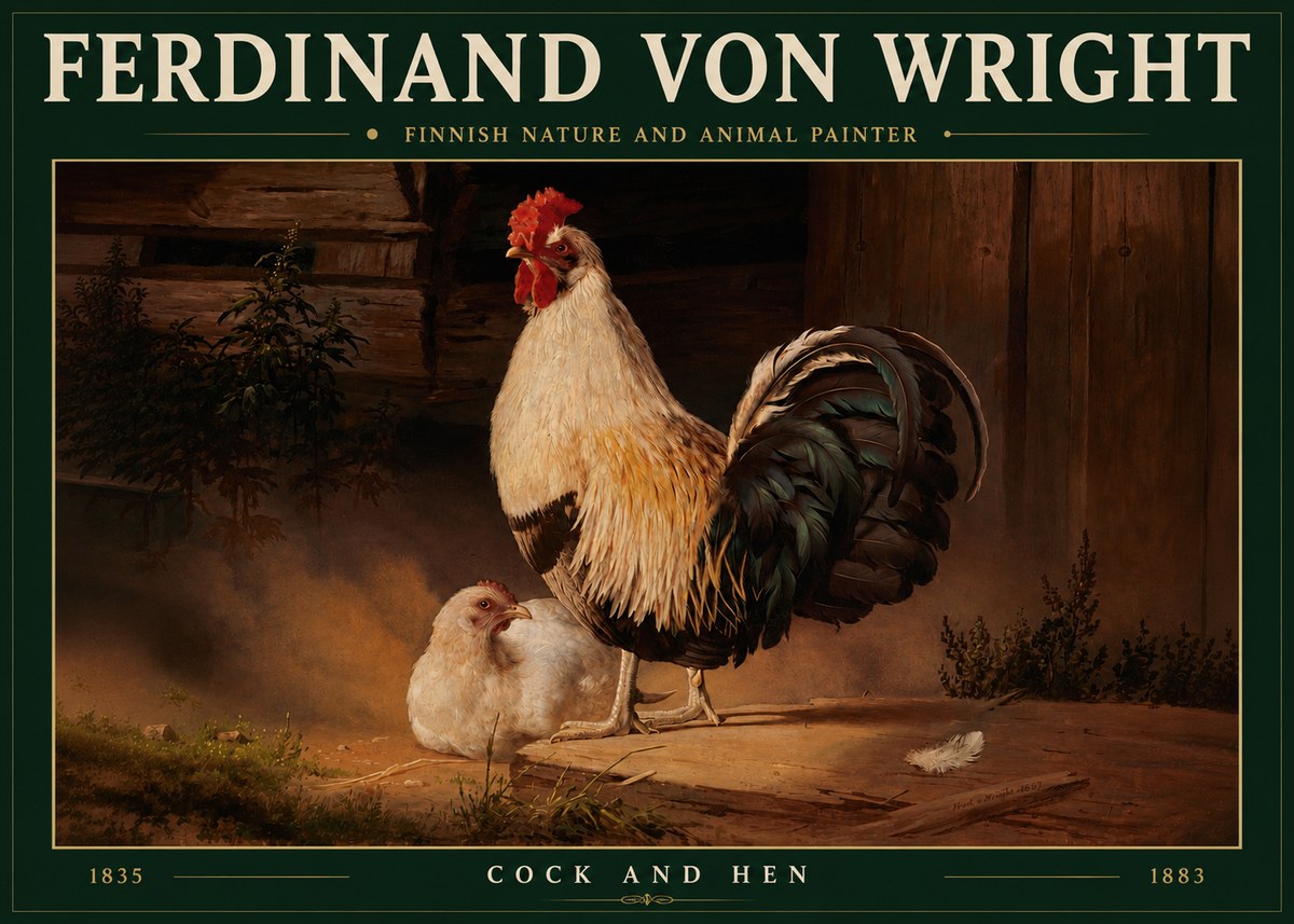 Ferdinand von Wright Cock and Hen No3 - Poster
