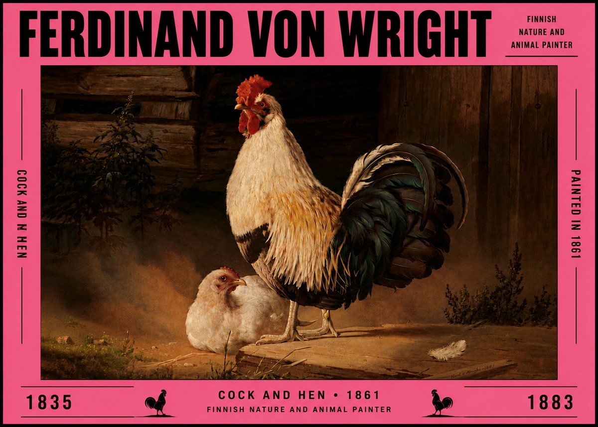 Ferdinand von Wright Cock and Hen No5 - Poster