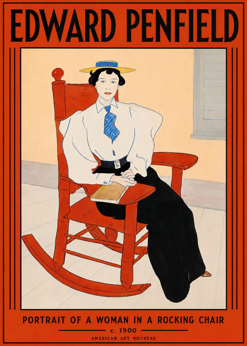 Edward Penfield Portrait of a Woman in a Rocking Chair No2 - Poster