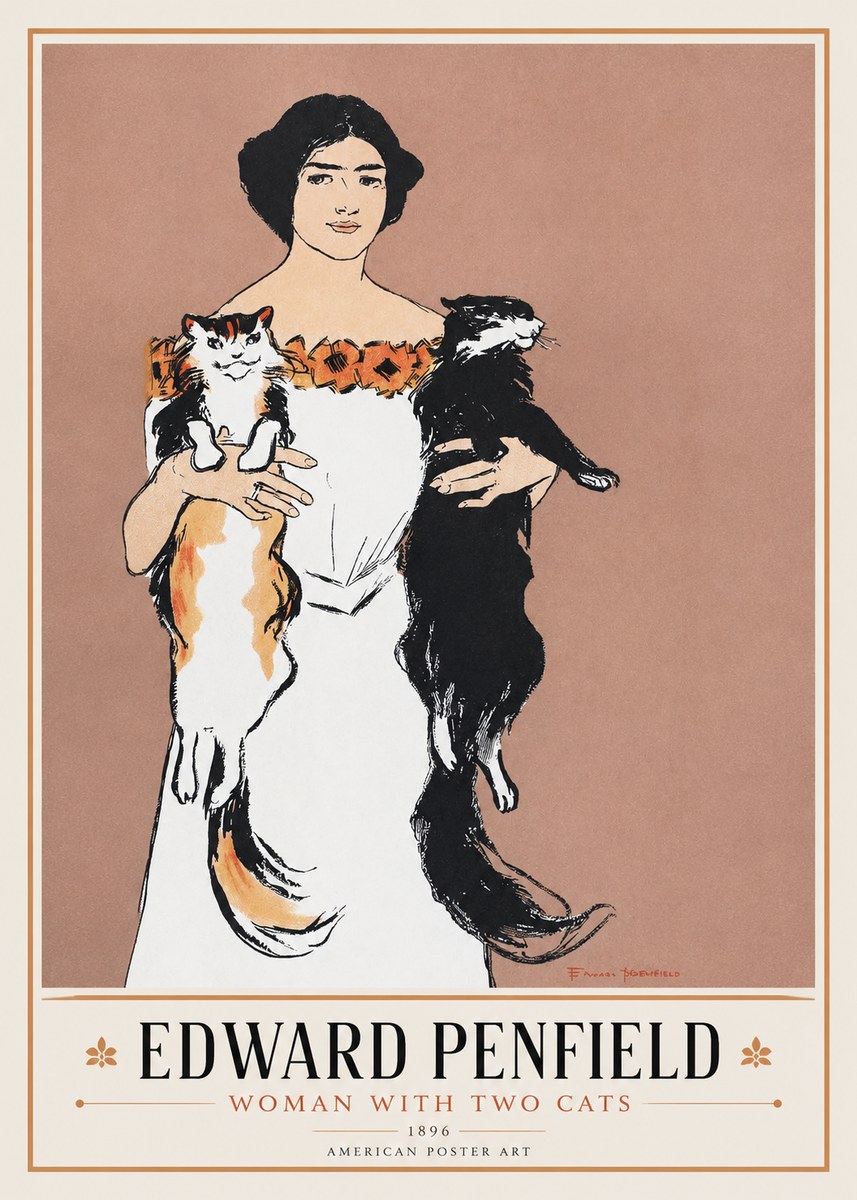Edward Penfield Woman with Two Cats No1 - Poster
