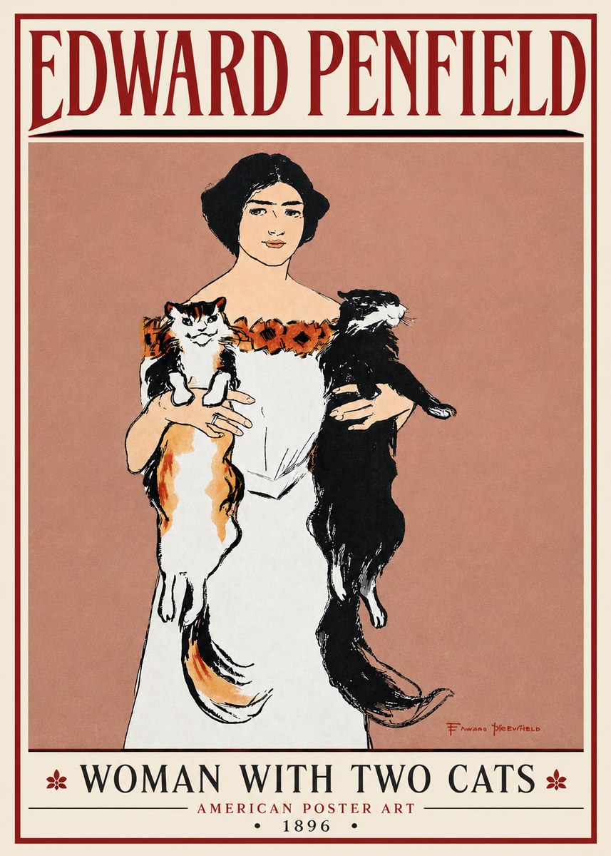 Edward Penfield Woman with Two Cats No4 - Poster