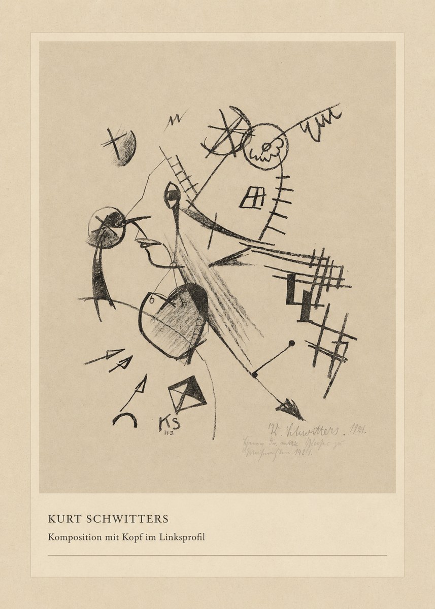 Kurt Schwitters Komposition Mit Kopf Im Linksprofil No4 - Poster