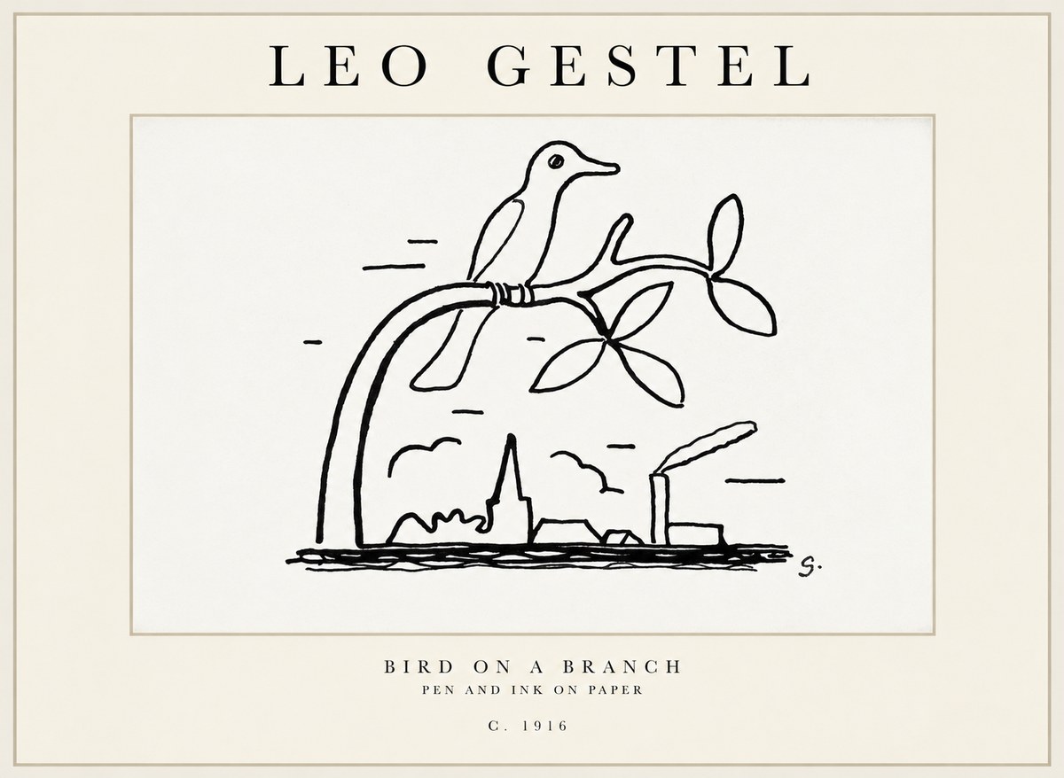 Leo Gestel Bird on a Branch No2 - Poster