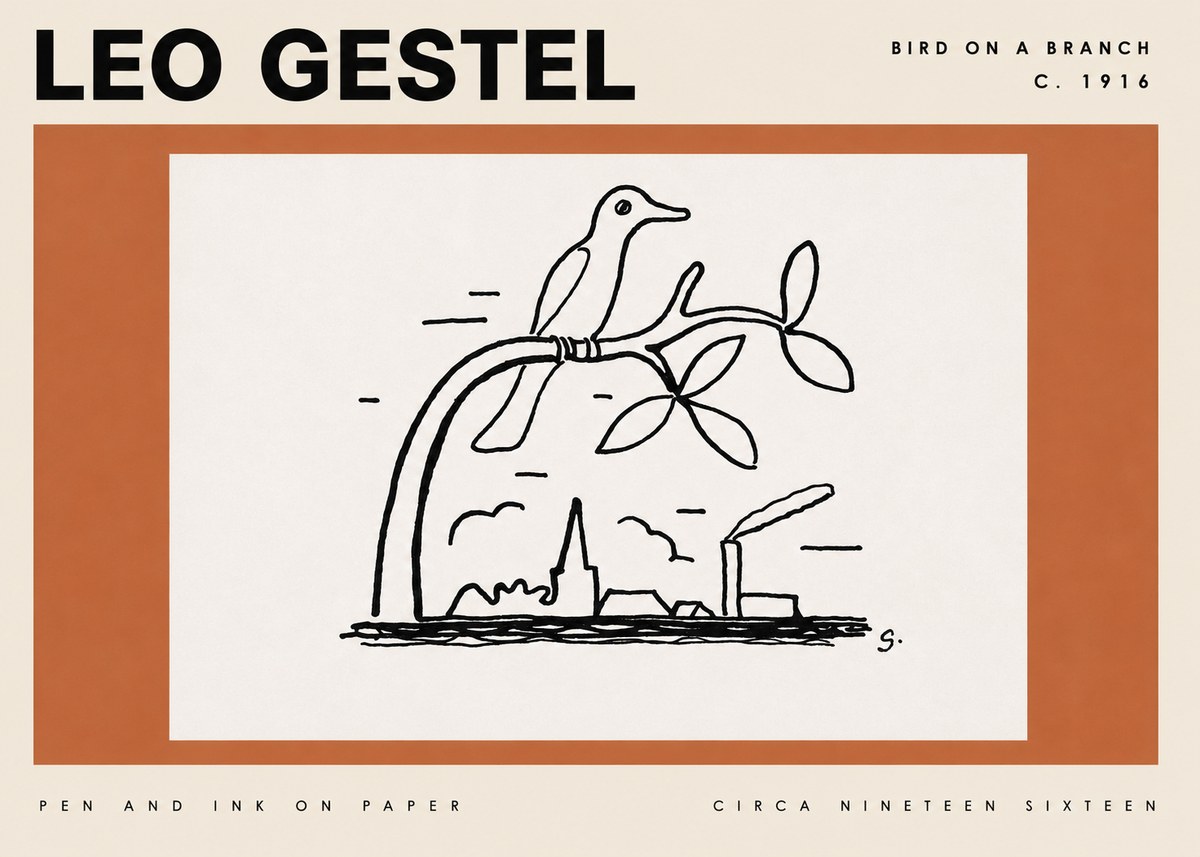 Leo Gestel Bird on a Branch No4 - Poster