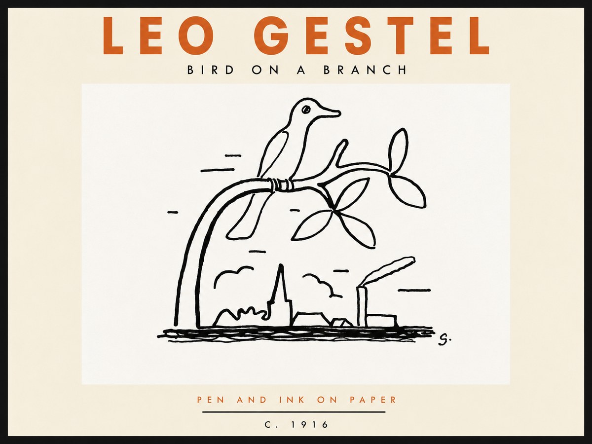 Leo Gestel Bird on a Branch No6 - Poster