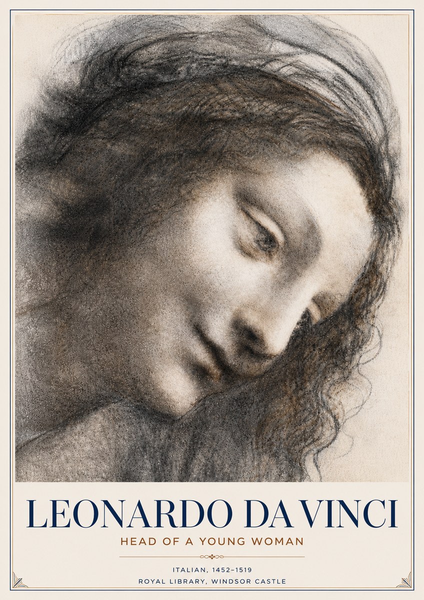 Leonardo da Vinci Head of a Young Woman I No6 - Poster