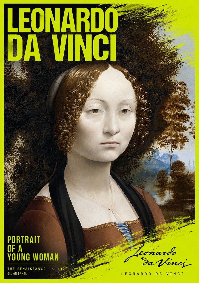 Leonardo da Vinci Portrait of a Young Woman I No2 - Poster