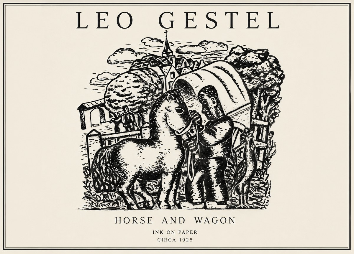 Leo Gestel Horse and Wagon No1 - Poster