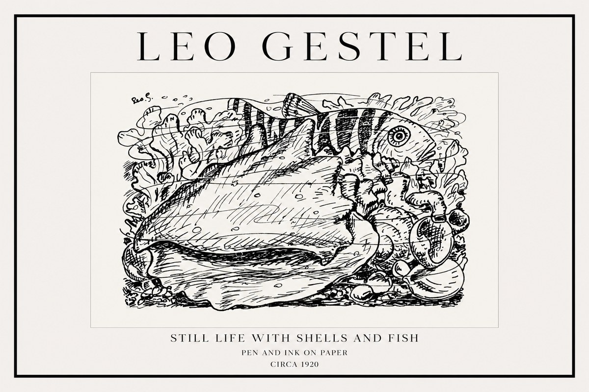 Leo Gestel Still Life with Shells and Fish No1 - Poster