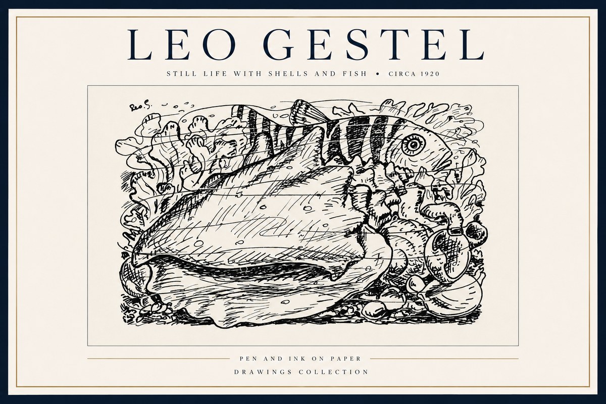 Leo Gestel Still Life with Shells and Fish No3 - Poster