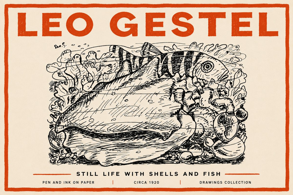 Leo Gestel Still Life with Shells and Fish No4 - Poster