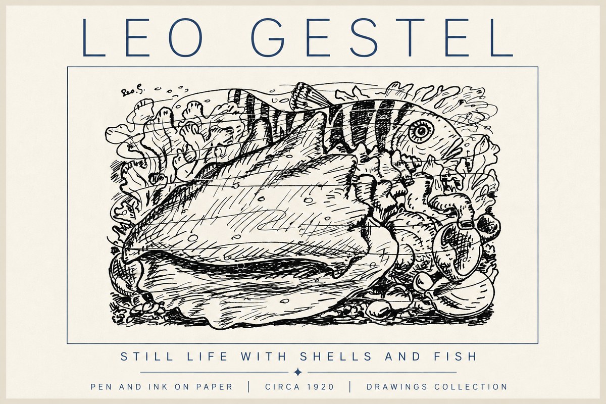 Leo Gestel Still Life with Shells and Fish No6 - Poster
