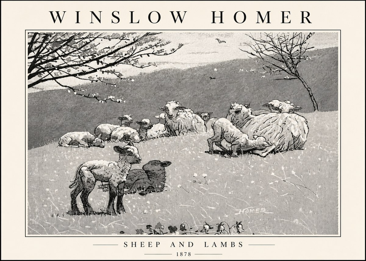 Winslow Homer Sheep and Lambs No4 - Poster