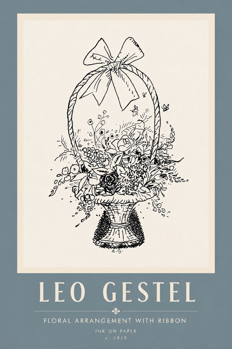 Leo Gestel Floral Arrangement with Ribbon No5 - Poster