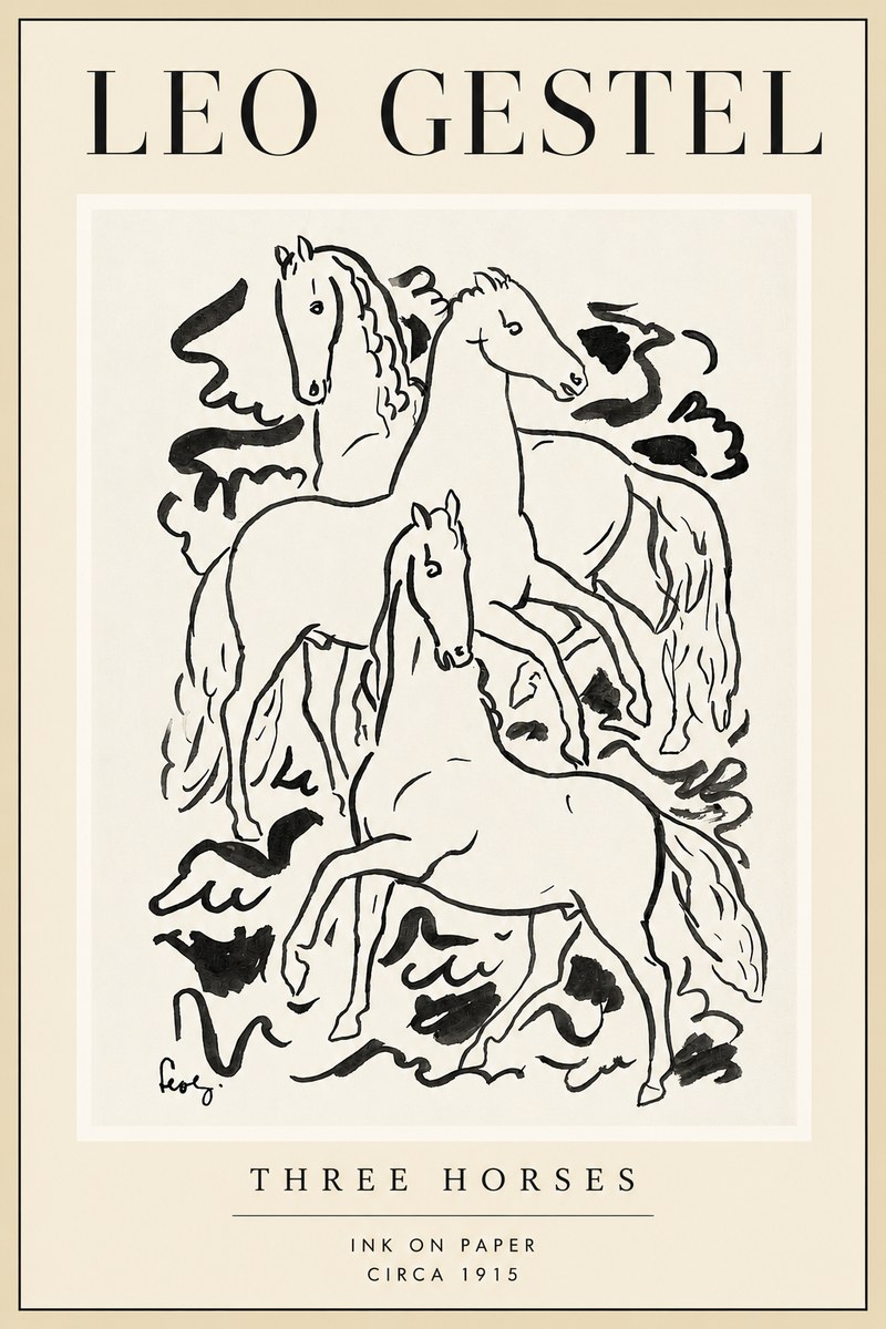 Leo Gestel Three Horses No4 - Poster