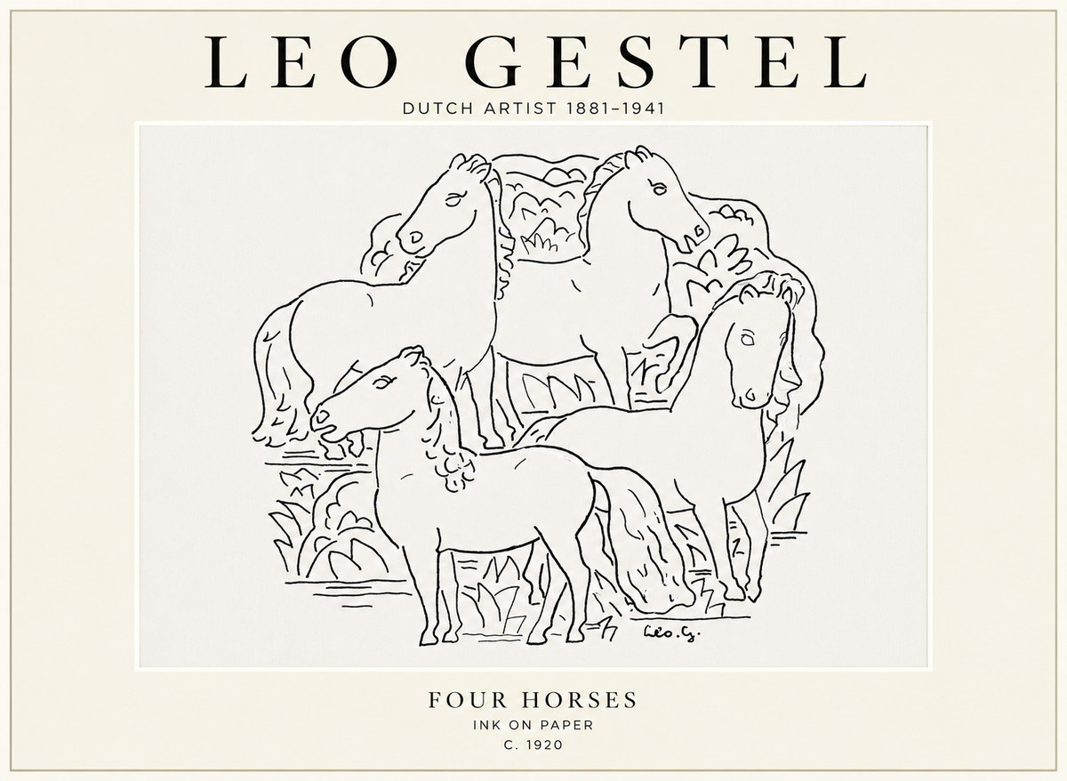 Leo Gestel Four Horses No1 - Poster
