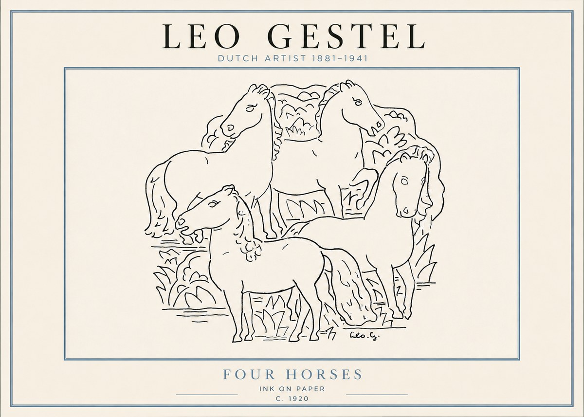 Leo Gestel Four Horses No4 - Poster