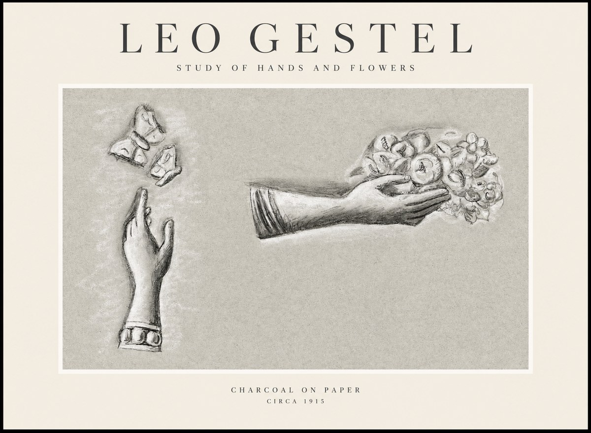 Leo Gestel Study of Hands and Flowers No1 - Poster