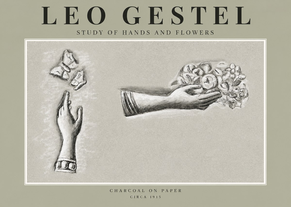 Leo Gestel Study of Hands and Flowers No2 - Poster