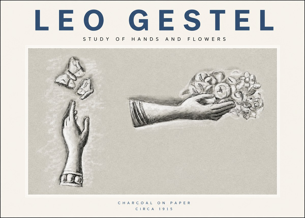 Leo Gestel Study of Hands and Flowers No3 - Poster