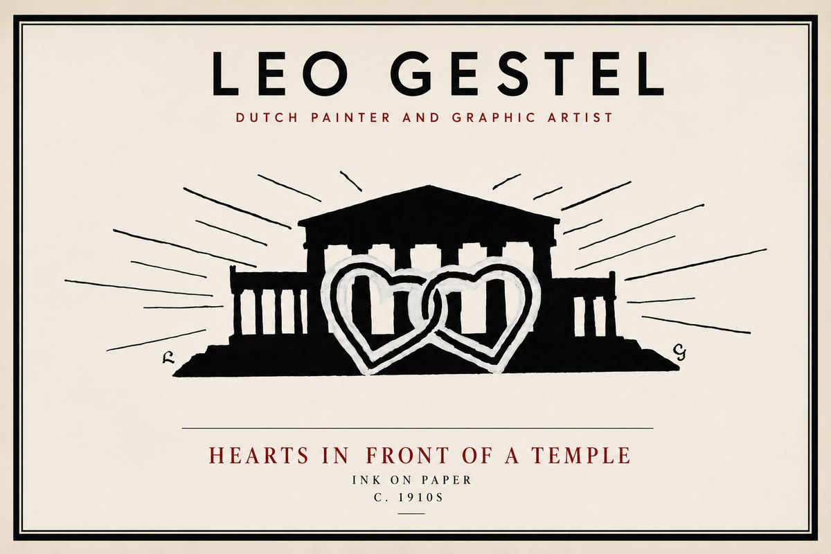 Leo Gestel Hearts in Front of a Temple No4 - Poster