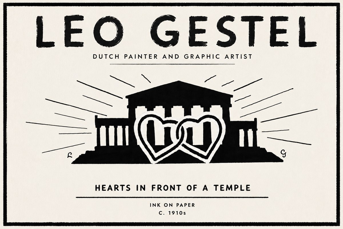 Leo Gestel Hearts in Front of a Temple No6 - Poster