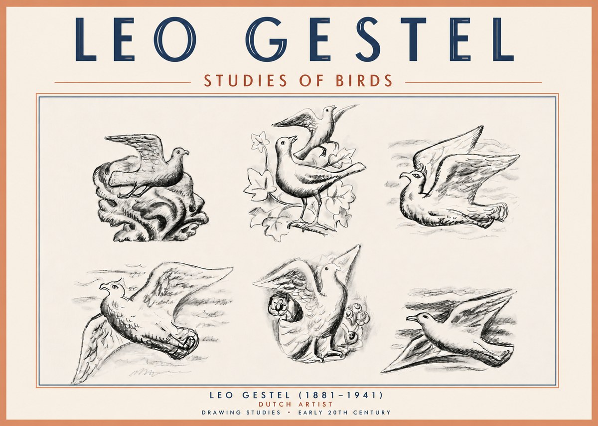 Leo Gestel Studies of Birds No6 - Poster