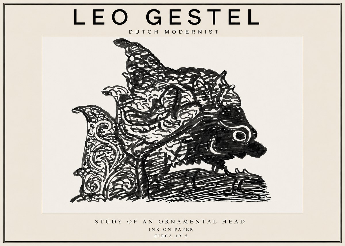 Leo Gestel Study of an Ornamental Head No3 - Poster