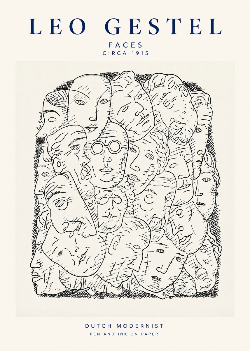 Leo Gestel Heads Ink Drawing No2 - Poster