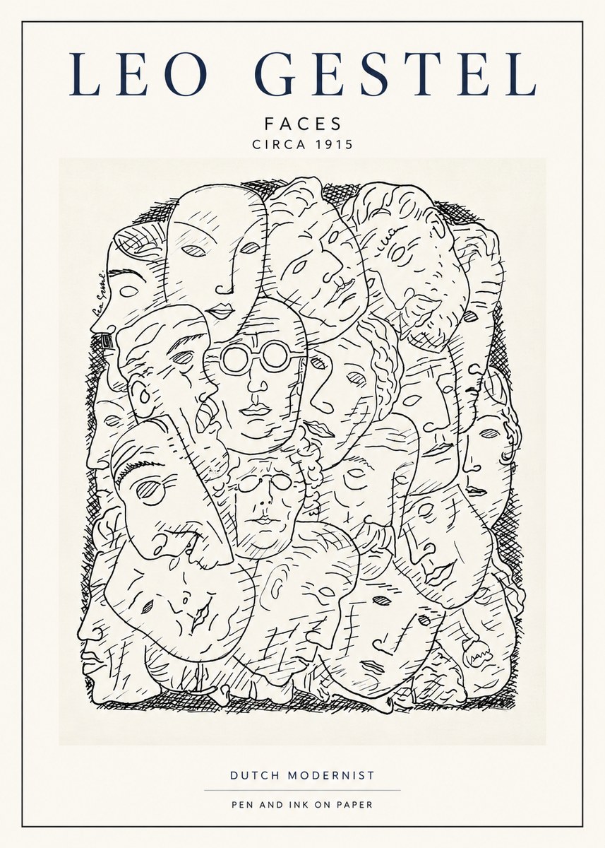 Leo Gestel Heads Ink Drawing No4 - Poster
