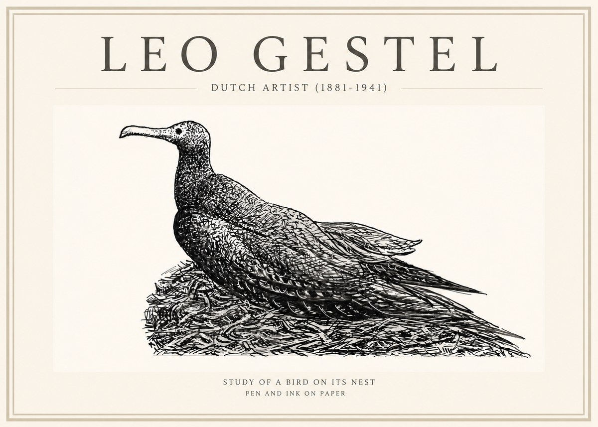 Leo Gestel Study of a Bird on Its Nest No3 - Poster