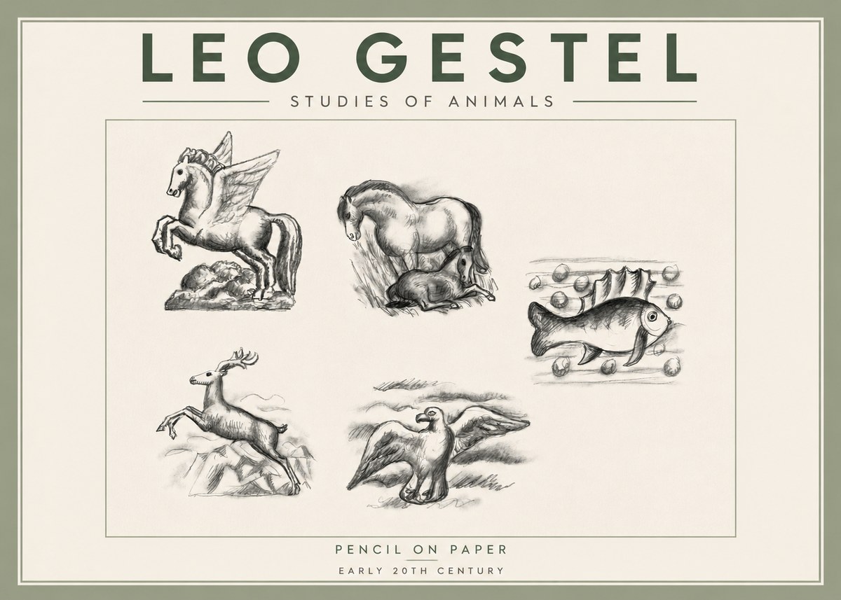 Leo Gestel Studies of Animals No3 - Poster