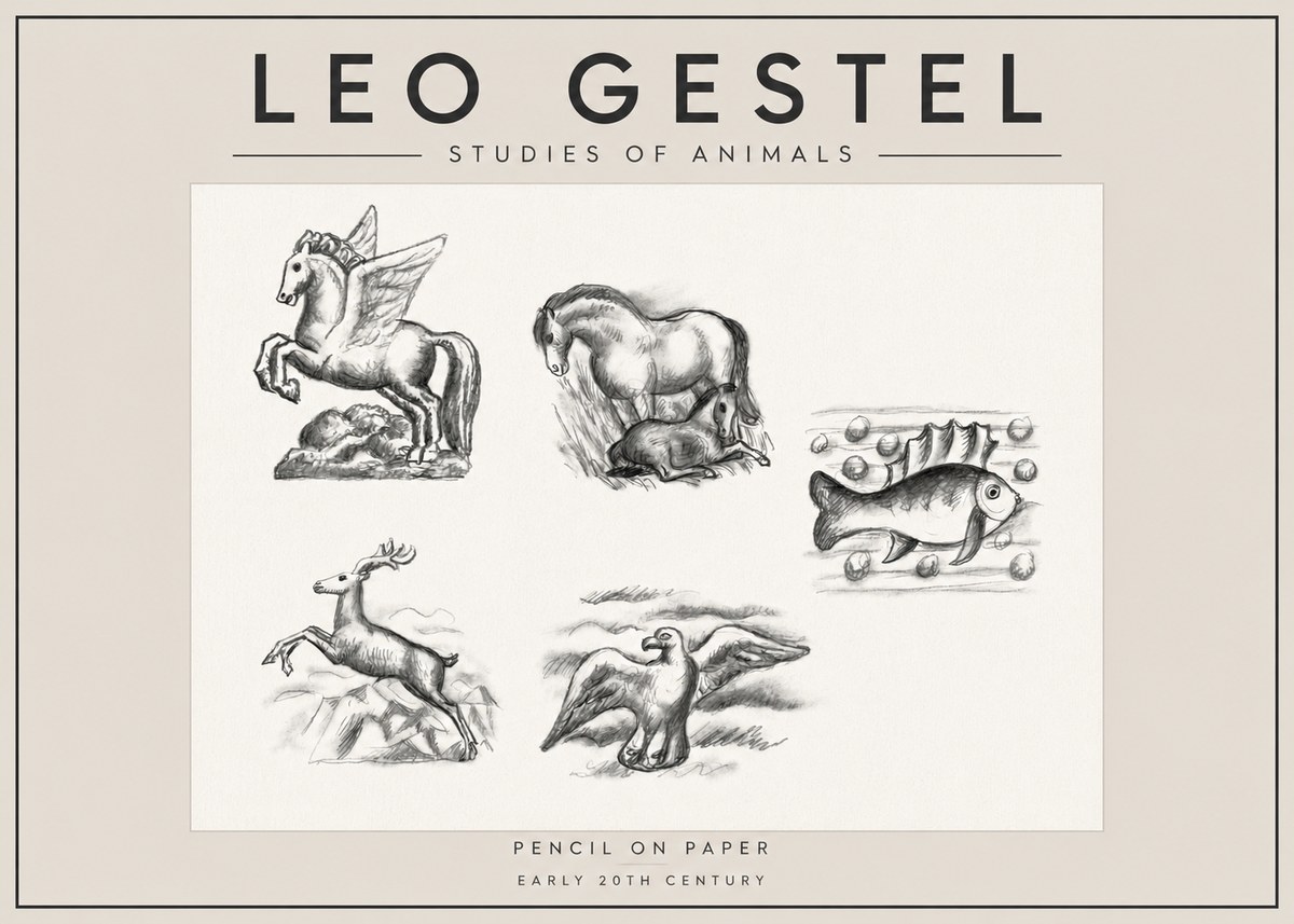 Leo Gestel Studies of Animals No4 - Poster