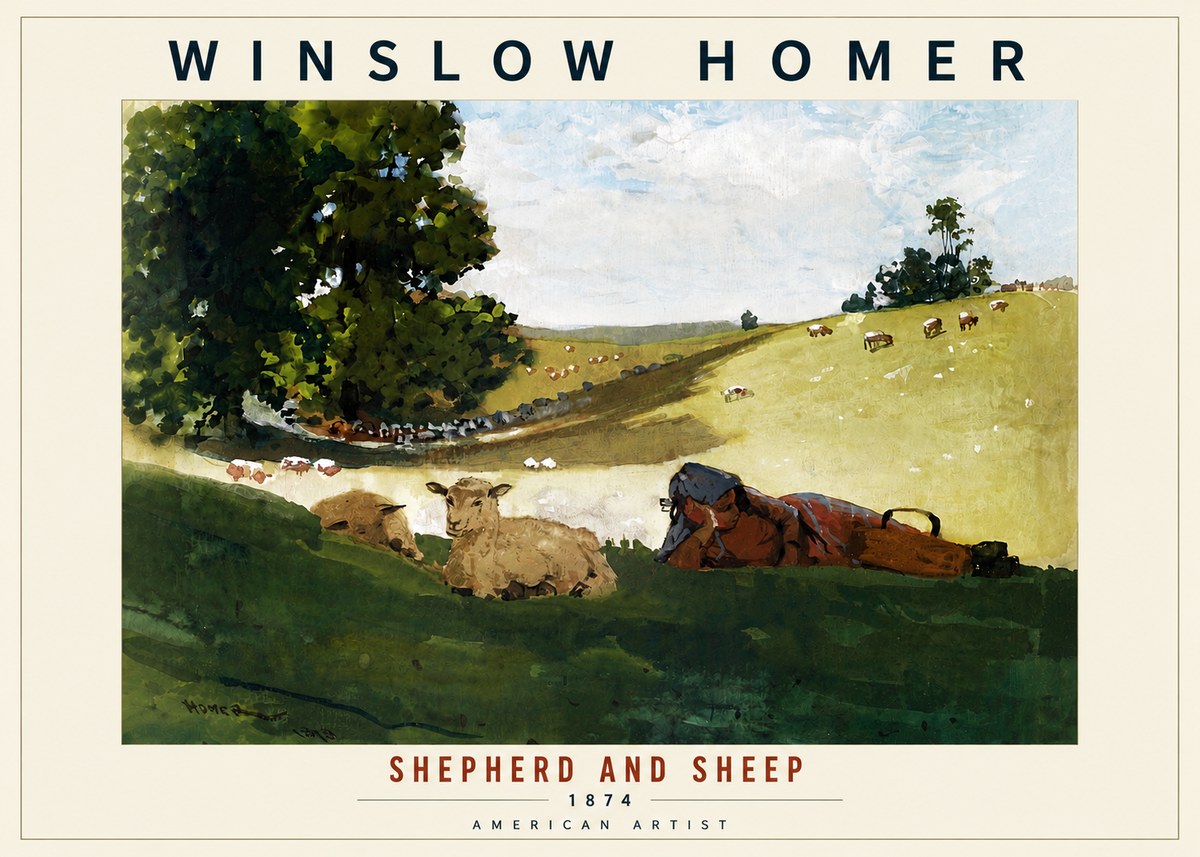 Winslow Homer Shepherd and Sheep No6 - Poster