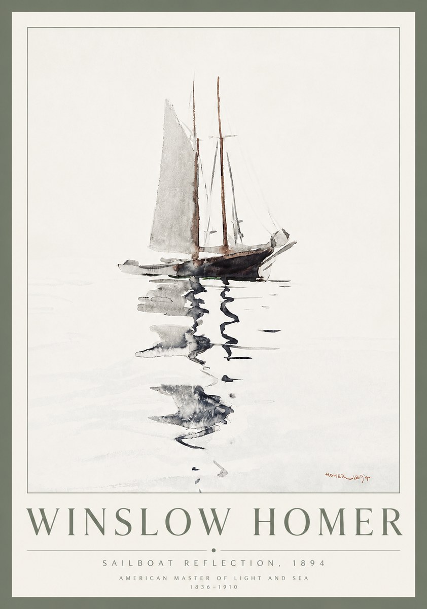 Winslow Homer Sailboat Reflection, 1894 No3 - Poster