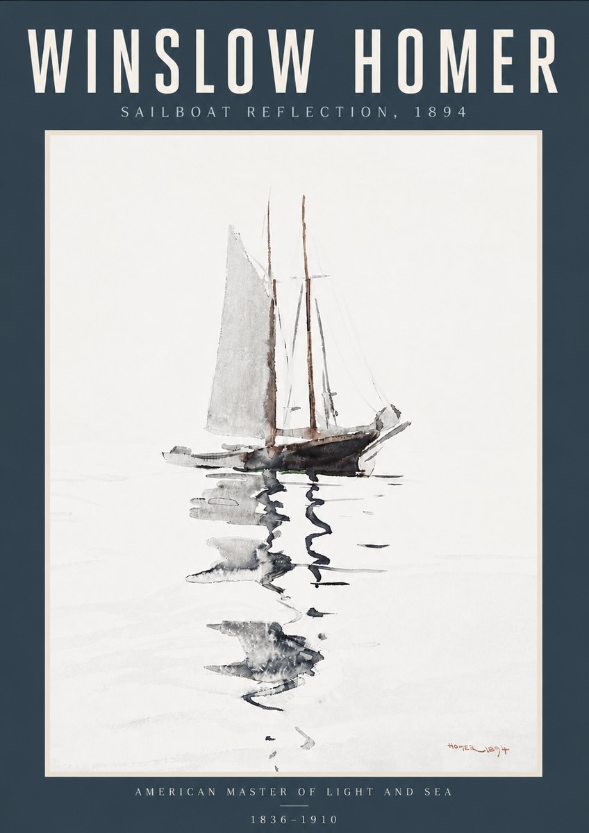 Winslow Homer Sailboat Reflection, 1894 No6 - Poster