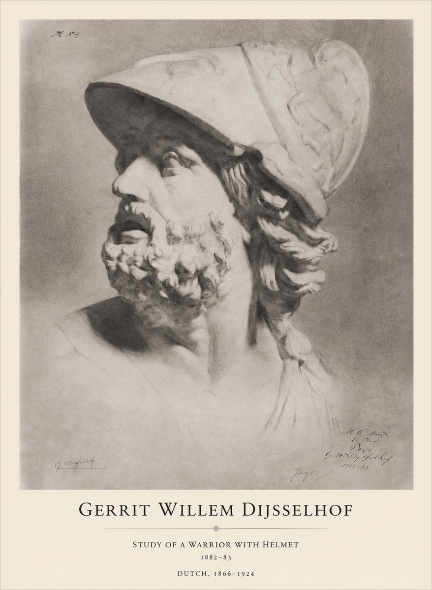 Gerrit Willem Dijsselhof Study of a Warrior with Helmet No1 - Poster