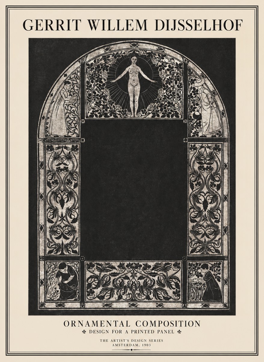 Gerrit Willem Dijsselhof Ornamental Composition - Design for a Printed Panel No1 - Poster